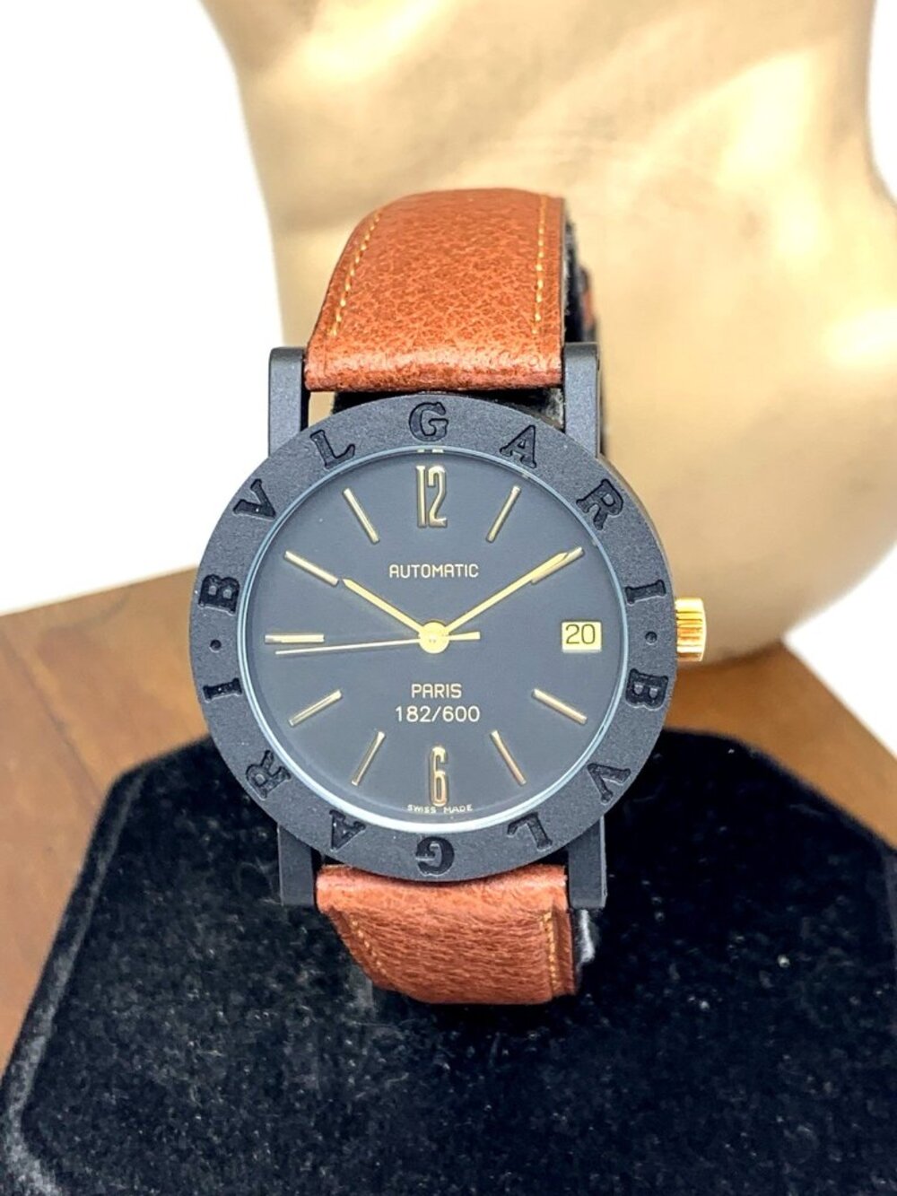 Bvlgari Watch Limited Edition Paris Swiss Automatic Black Dial Leather 34mm